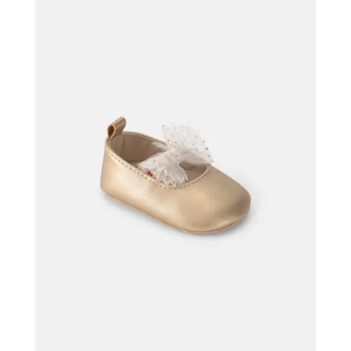 Baby Girl Metallic Bow Flats - Gold | Carter's