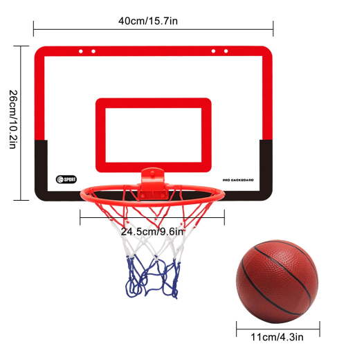 STPToys Mini Indoor Basketball Hoop for 3+ Years Old,Over The Door Wall Mount Door Hoops Balls Game Toys Birthday Gifts - Red