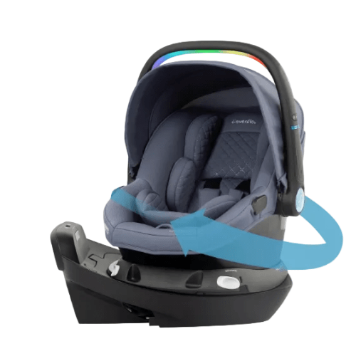 Evenflo Revolve180 LiteMax NXT Rotational Infant Car Seat with SensorySoothe, Flint, 2024