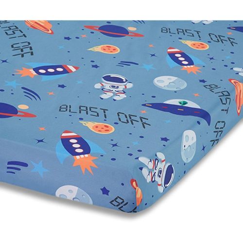 Everyday Kids Baby Boy Fitted Crib Sheet Outerspace Adventures, 100% Soft Breathable Microfiber, Fits Standard Crib Mattress 28" x 52"