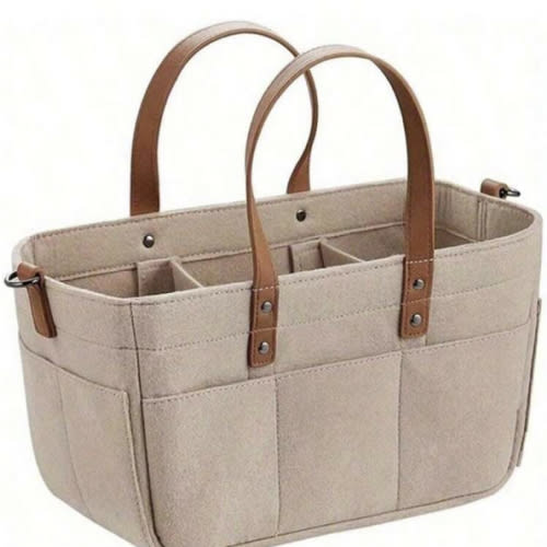 Ladies' Large Capacity Handbag With Adjustable Shoulder Straps, Multiple Pockets, And Grid Side Compartments, Multifunctional Mommy Bag, Crossbody Single Shoulder Diaper Bag, Suitable For Work, Travel, And Daily Use