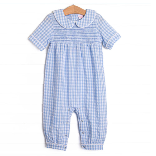 Going Gingham Romper, Blue – Stitchy Fish