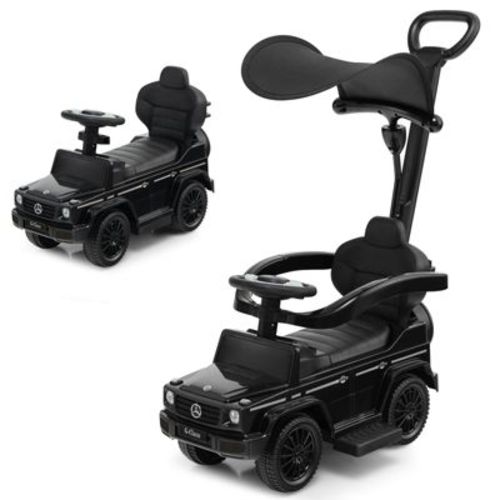 Costway 3 in 1 Ride on Push Car Mercedes Benz G350 Stroller Sliding Car w/ Canopy Black