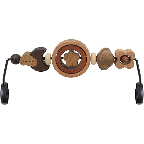 iGRATENS Baby Bjorn Bouncer Toy Bar - Toy Bar for Baby Bouncer Soft & Bliss, Easy to Attach and Remove, 360°Rotating Natural Wooden Toys, Exciting Design for Curious Babies, Circular Natural Wood