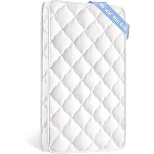 Mini Crib Mattress, 38’’x24’’ Dual Sided with Firm Support and 3" Thick Premium Foam, Hypoallergenic, Comfort, Breathable, Quiet & Odorless, Fits Mini and Portable Travel Cribs