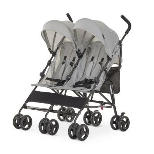 Dream On Me Twin Venture Umbrella Stroller – Double Stroller with Adjustable Backrests, Removable Canopy, Cupholder, Bumper, ASTM Certified