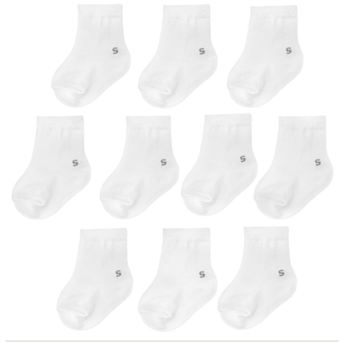 [ 12-24 Months ] Baby / Toddler Jumping Beans® 10-pack White Crew Socks