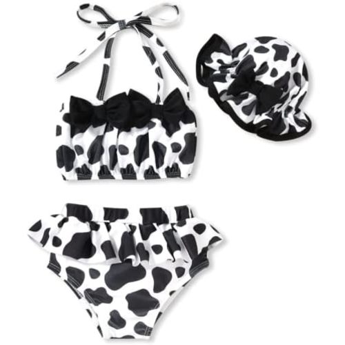 Aalizzwell Toddler Baby Girls 3 Piece Bikini Set Bathing Suit with Hat