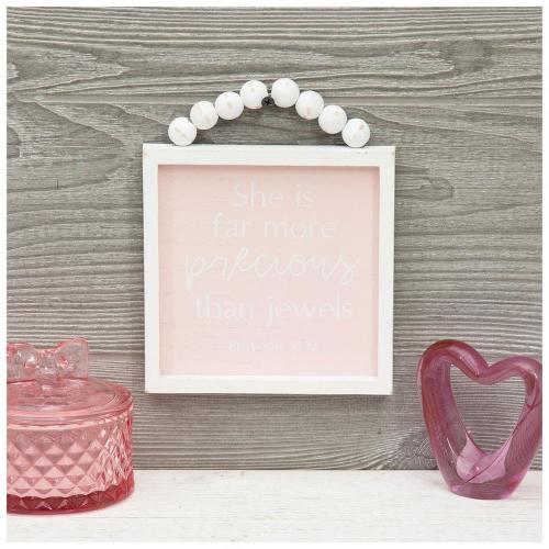 Proverbs 31:10 Beaded Wood Wall Decor