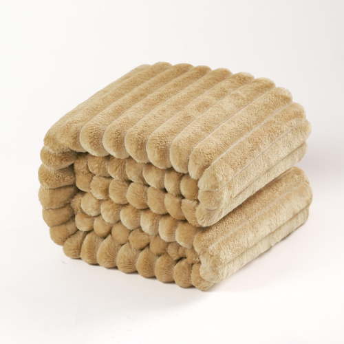 Ntbay Flannel Fuzzy Soft Warm Cozy Toddler Blanket, Fluffy Warm and Lightweight Reversible Stripes Design Toddler Plush Blanket for Stroller, Crib, Travel, 30" x 40", Khaki