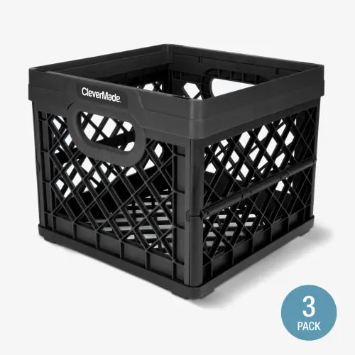 Clevermade Collapsible Milk Crates (3-Pack)