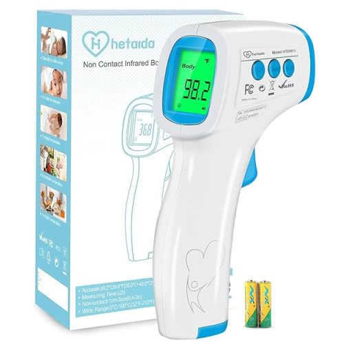 Digital Thermometer for Adults and Kids, No Touch Forehead Thermometer for Baby, 2 in 1 Body Surface Mode Infrared Thermometer with Fever Alarm and Instant Accuracy Readings