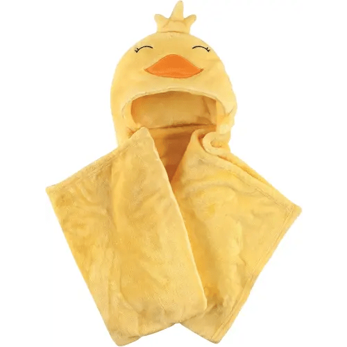 Hudson Baby Unisex Baby and Toddler Hooded Animal Face Plush Blanket, Yellow Duck, One Size