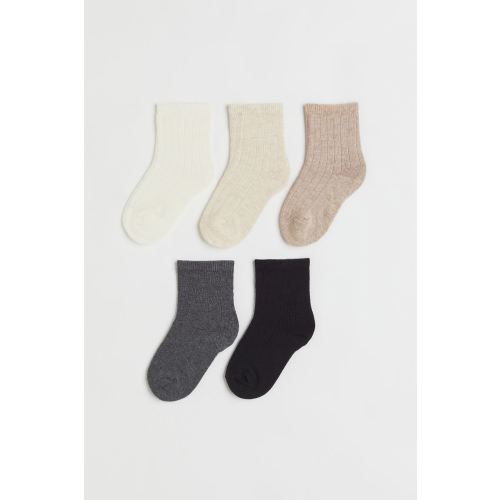 5-pack Knit Socks, Cream/beige