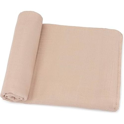 Comfy Cubs Muslin Swaddle Blankets Pack of 1, 47 x 47 Inch Soft Cotton Baby Blanket Set, Large Multipurpose Wraps for Newborns - Self-Soothing Swaddles for Newborns - Blush