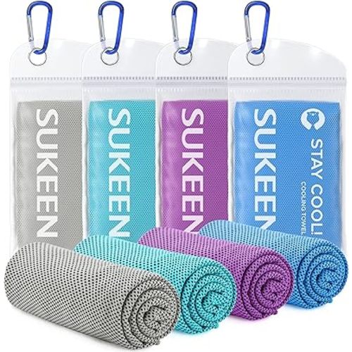 Sukeen [4 Pack Cooling Towel (40"x12"),Ice Towel,Soft Breathable Chilly Towel for Yoga,Sport,Running,Gym,Workout,Camping,Fitness,Workout & More Activities