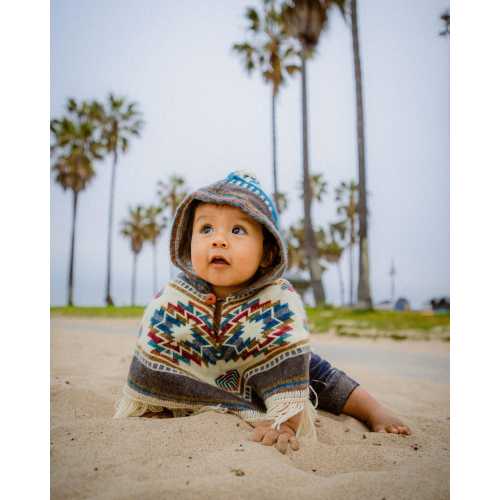 Handmade Alpaca wool kids poncho boho winter toddler tribal poncho