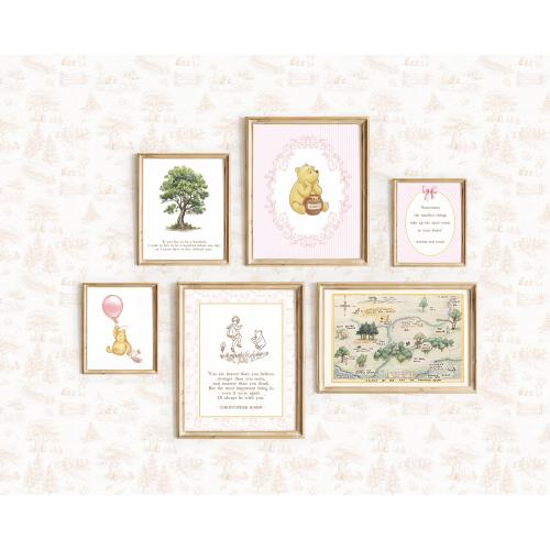 6 Winnie the Pooh Nursery Wall Art Prints for Girl Classic Style Decor Digital