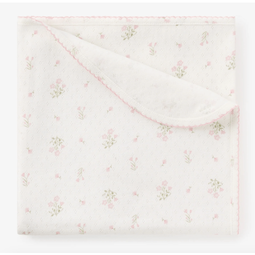 Folklore Floral Print Organic Cotton Pointelle Baby Blanket – Elegant Baby