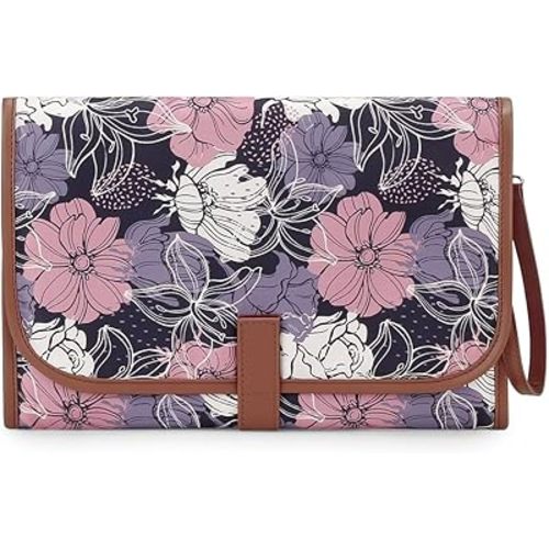 Baby Portable Changing Pad - Flower Lightweight & Foldable Waterproof Foldable Baby Changing Mat for Travel Outdoor, Newborn Shower Gifts (Purple Flower)