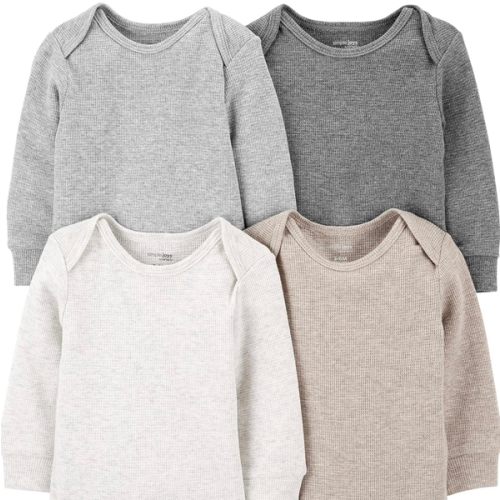 Simple Joys by Carter's Baby 4-pack Soft Thermal Long Sleeve Bodysuits