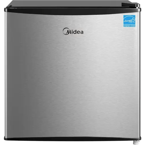 Midea MERM17B0ASL 1.7 Cu Ft Mini Fridge, Compact Refrigerator with Adjustable Thermostat, Reversible Door, Low Noise, Energy Efficient, Ideal for Dorm, Office, Bedroom, Steel Gray