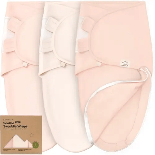 KeaBabies Newborn Swaddles with Zippers, 3pk Baby Swaddle (Angelic, 3-6M)