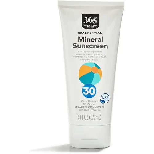 365 by Whole Foods Market, Sport Lotion Mineral Sunscreen, SPF 30, Water Resistant (80 Minutes), 6 Fl Oz