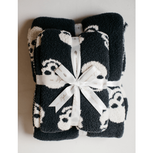 TSC X Tia Booth : Skulls Buttery Blanket - 50x70 - Faded Black and White