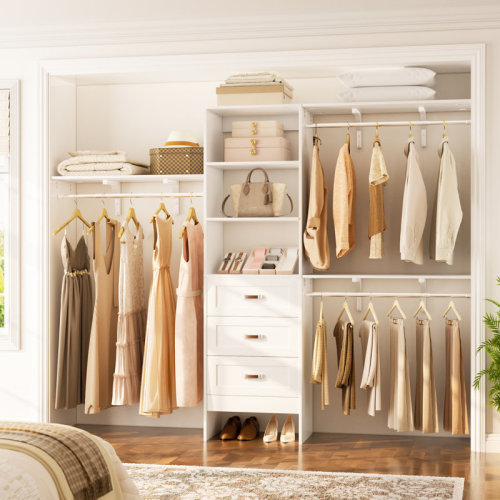 Rebrilliant 96'' Closet Organizer System With Wooden Drawers(cut To Fit) & Reviews | Wayfair