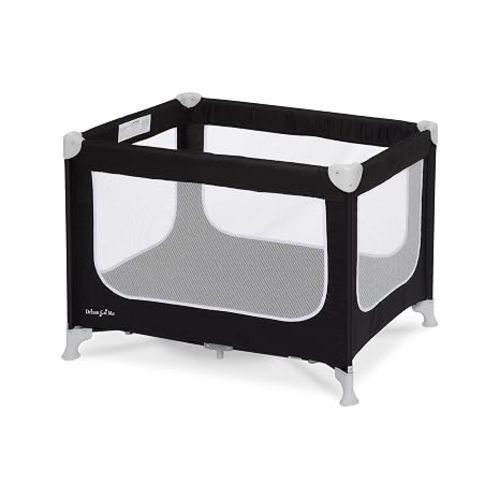 Dream On Me Zodiak Baby Playard, Breathable Mesh Sides, Soft Comfortable Mattress, Quick & Easy to Fold with Travel Carry Bag, Compact Space Saving Design - Black