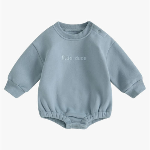 VISGOGO Newborn Infant Baby Boy Girls Oversized Romper Little Dude Sweater Onesie Coming Home Outfit Neutral Clothes