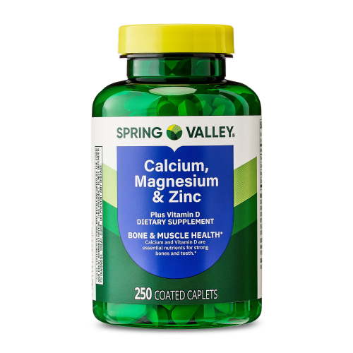 Spring Valley Calcium, Magnesium & Zinc Plus Vitamin D3 Coated Caplets, 250 Count