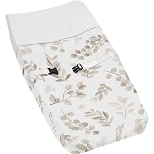 Sweet Jojo Designs Floral Leaf Boy or Girl Baby Nursery Changing Pad Cover - Gender Neutral Ivory Cream Beige Taupe and White Gender Neutral Boho Watercolor Botanical Flower Woodland Tropical Garden