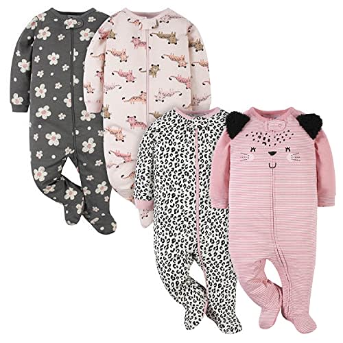 Gerber Baby Girls 4-Pack Sleep 'N Play Footie