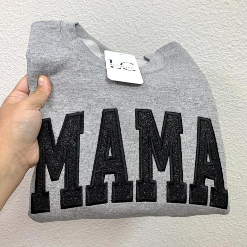 Black Glitter Gray Sweater | Embroidered Mama Sweater | Cozy - TikTok Shop