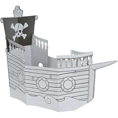 Fun Express Color Your Own Pirate Ship White Cardboard Playhouse