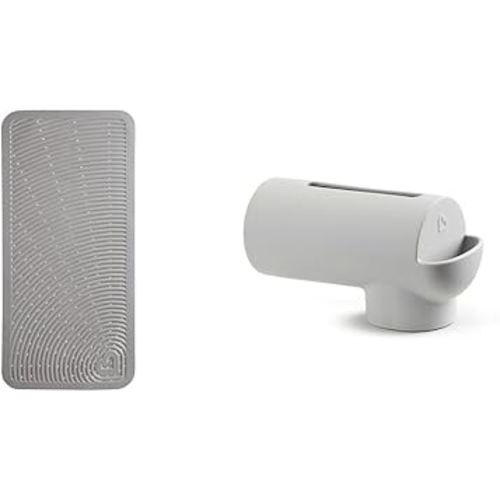 Munchkin® Soft Spot™ Baby Bath Mat for Tub and Silicone Bathtub Spout Cover with Built-in Bubble Bath Dispenser, Grey