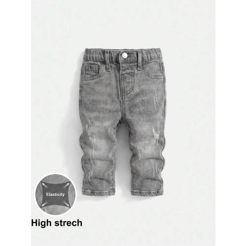 SHEIN Baby Boy Casual Distressed Denim Jeans With Pockets