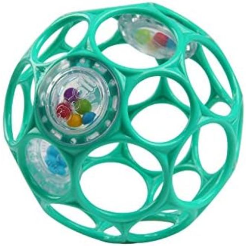 Bright Starts Oball Easy-Grasp Rattle BPA-Free Infant Toy in Teal, Age Newborn and up, 4 Inches