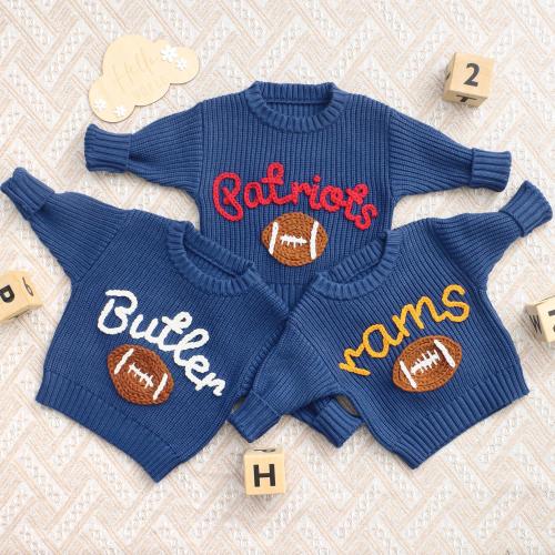 Custom NFL Football Baby Sweater, Personalized Sports Team Sweater, Football Fan Gift, Baby Steelers Sweater, Game Day Outfit, SKOL/Go Birds
