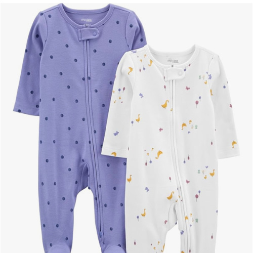 Simple Joys by Carter's Baby Girls' Cotton Footed Sleep and Play, Pack of 2