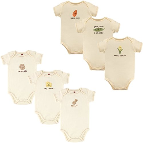 Baby Organic Cotton Bodysuits - Peanut and Corn 6 Pack