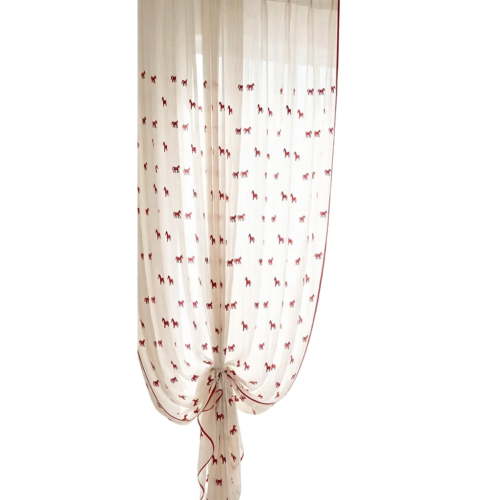 Embroidered Red Horse Sheer Curtain Elegant Window Decorative Curtains For Living Room Bedroom Offices Commercial Use