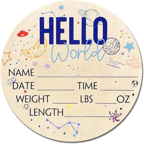 Birth Stat Sign for Newborn Baby, 6" Floral Design, Hello World, Gift for New Mom, Baby Shower, Gender Reveal, Crib & Nursery Decor, Pregnancy Announcement, Photography Prop