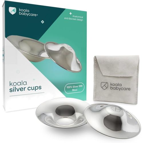 Koala Babycare The Original Nursing Cups 100% Silver – Nipple Shields for Nursing Newborn - Breastfeeding Essentials Protect and Soothe Cracked Nipples - Maxi Size