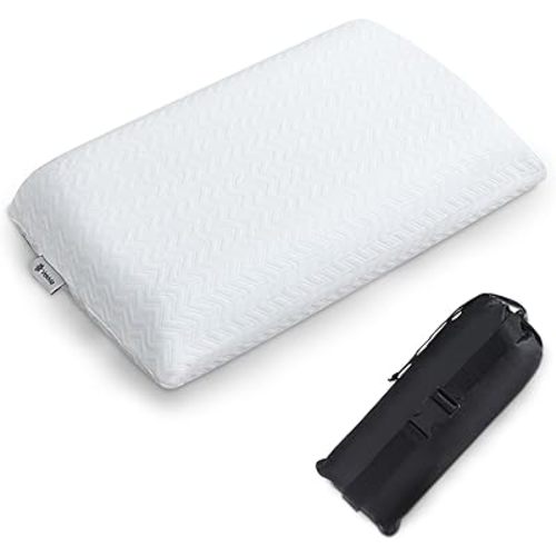 Vekkia Travel Pillow, Memory Foam Pillow Compressible Camping Pillow with Washable Cover,Ergonomic Supportive Pillow for Sleeping Ideal for Adults Kids Travel, Hiking, Airplane and Car-S