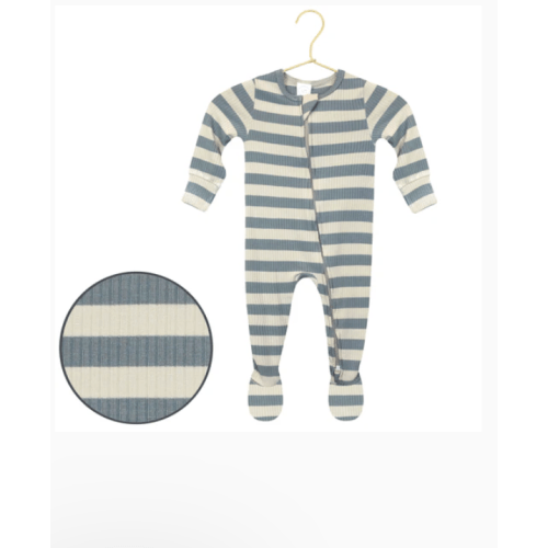 Lincoln Ribbed Zipper Footies - 0-3 month