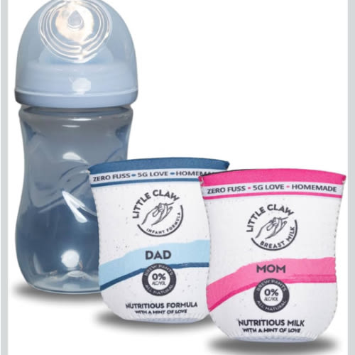 Hard Seltzer Themed Coozies for Baby Bottles - Funny Gift for New Parents & Baby Showers - (2 Premium Designed Neoprene Coozies + BPA/Lead/Phthalate Free Bottle Included)