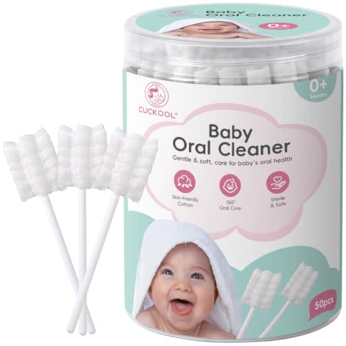 Baby Tongue Cleaner, Baby Toothbrush Disposable Oral Cleaner 50 Count | Baby Oral Cleaner, Baby Mouth Cleaner Newborn, Toddler Toothbrush for Tooth Gum Clean, Baby Essentials 0-36 Months